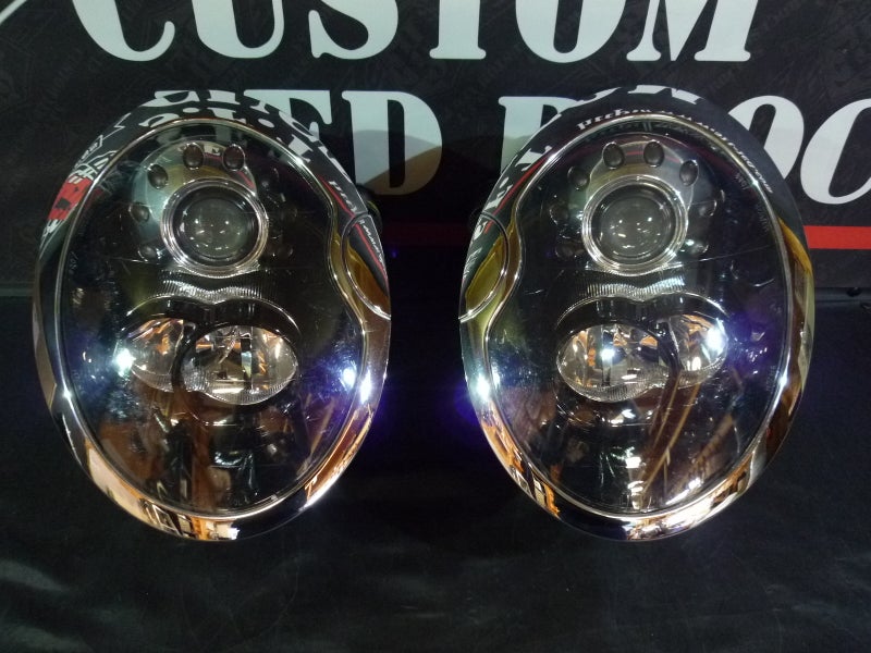 ミニクーパー　ヘッドライト　インナーブラック塗装　カスタム施工